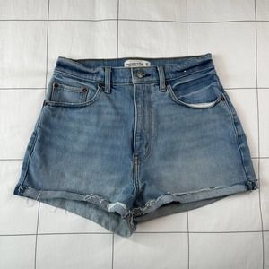 Abercrombie & Fitch Shorts Womens 26 Blue High Rise Curve Love Mom Cuff Cut Off